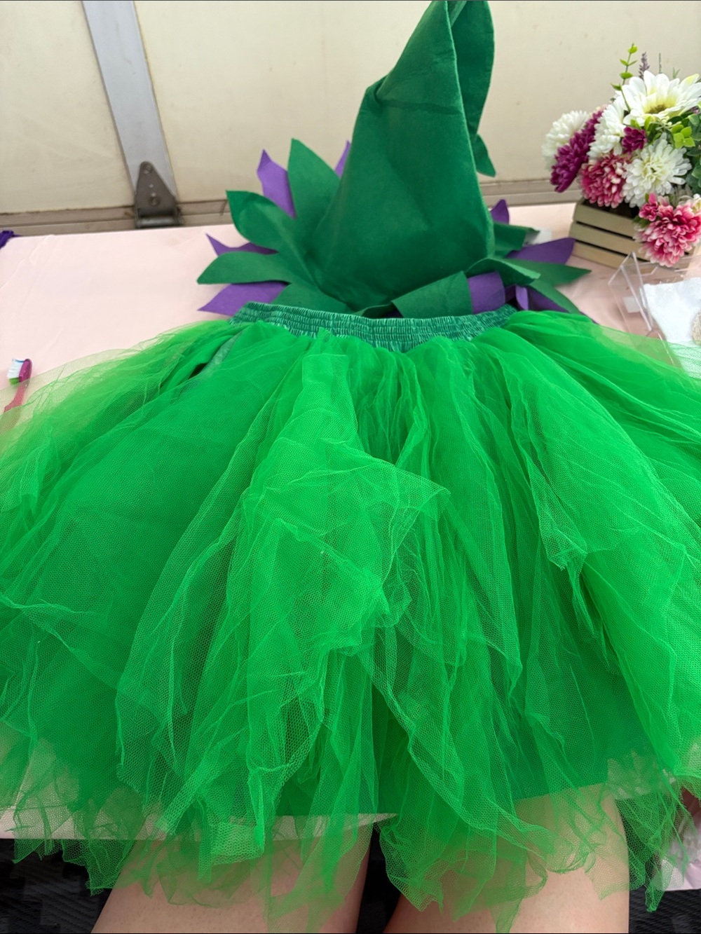 Green Kids Tutu Costume Skirt with Matching Hat